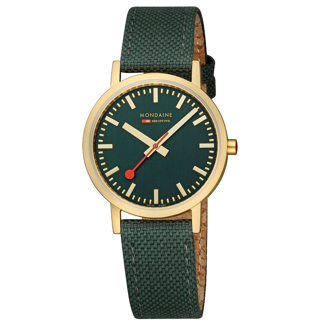 Mondaine Official Swiss Railways Classic Forest Green Textile 36mm Watch