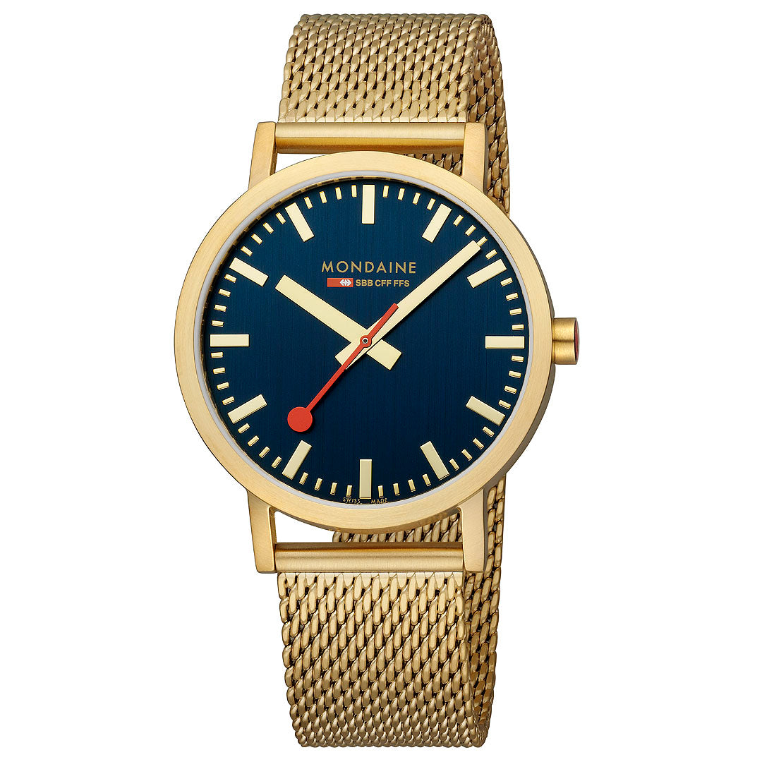 Mondaine Official Swiss Railways Classic Deep Ocean Blue Mesh 40mm Watch