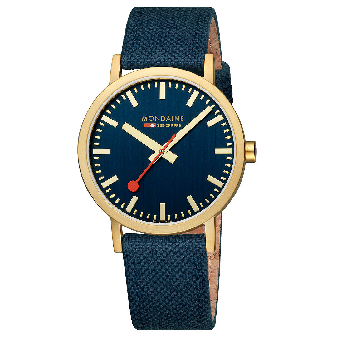 Mondaine Official Swiss Railways Classic Deep Ocean Blue Textile 40mm Watch