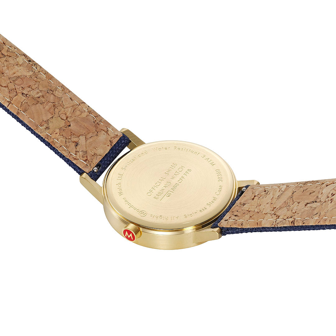 Mondaine Official Swiss Railways Classic Deep Ocean Blue Textile 40mm Watch