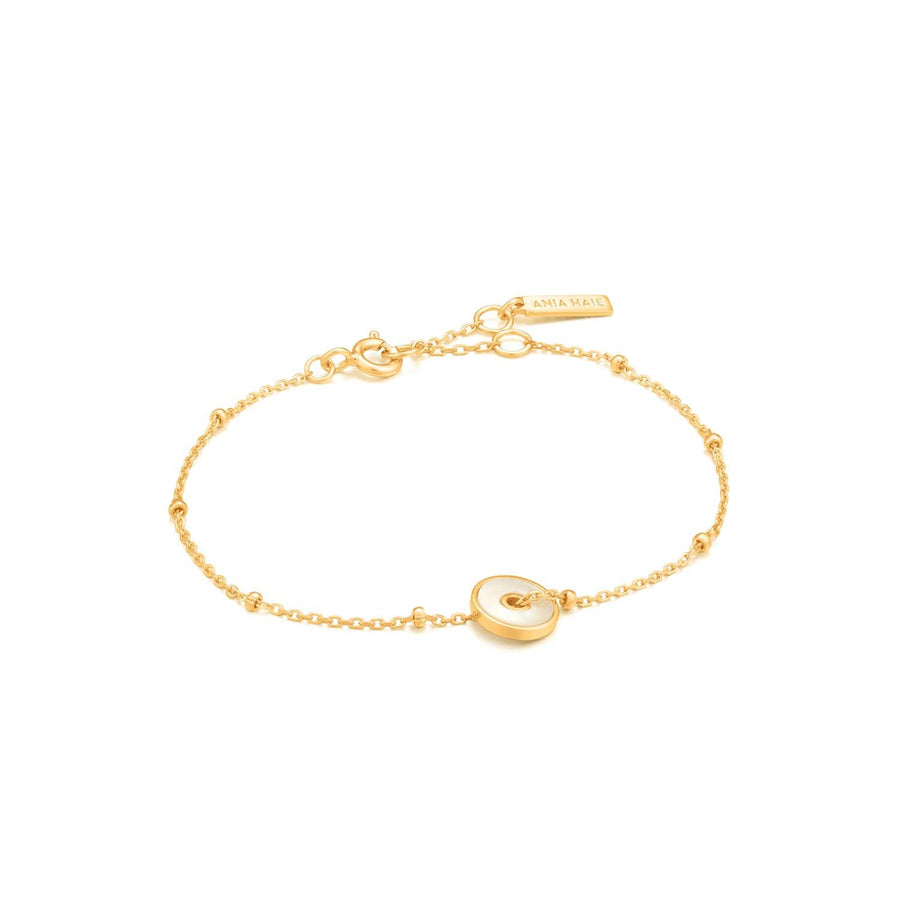 Ania Haie Mother Of Pearl Disc Bracelet - Gold