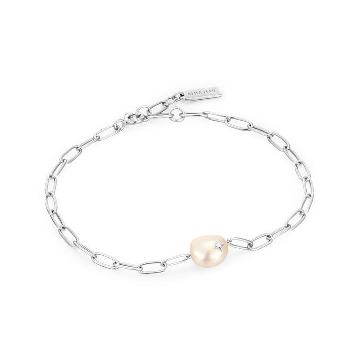 Ania Haie Silver Pearl Sparkle Chunky Chain Bracelet