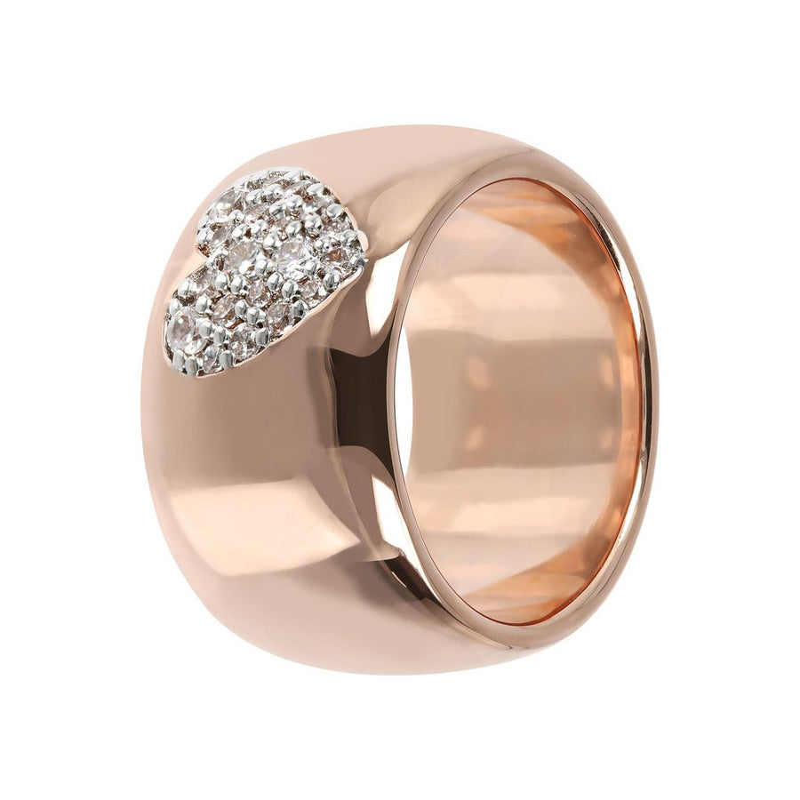 Bronzallure Band Ring with Heart Cubic Zirconia
