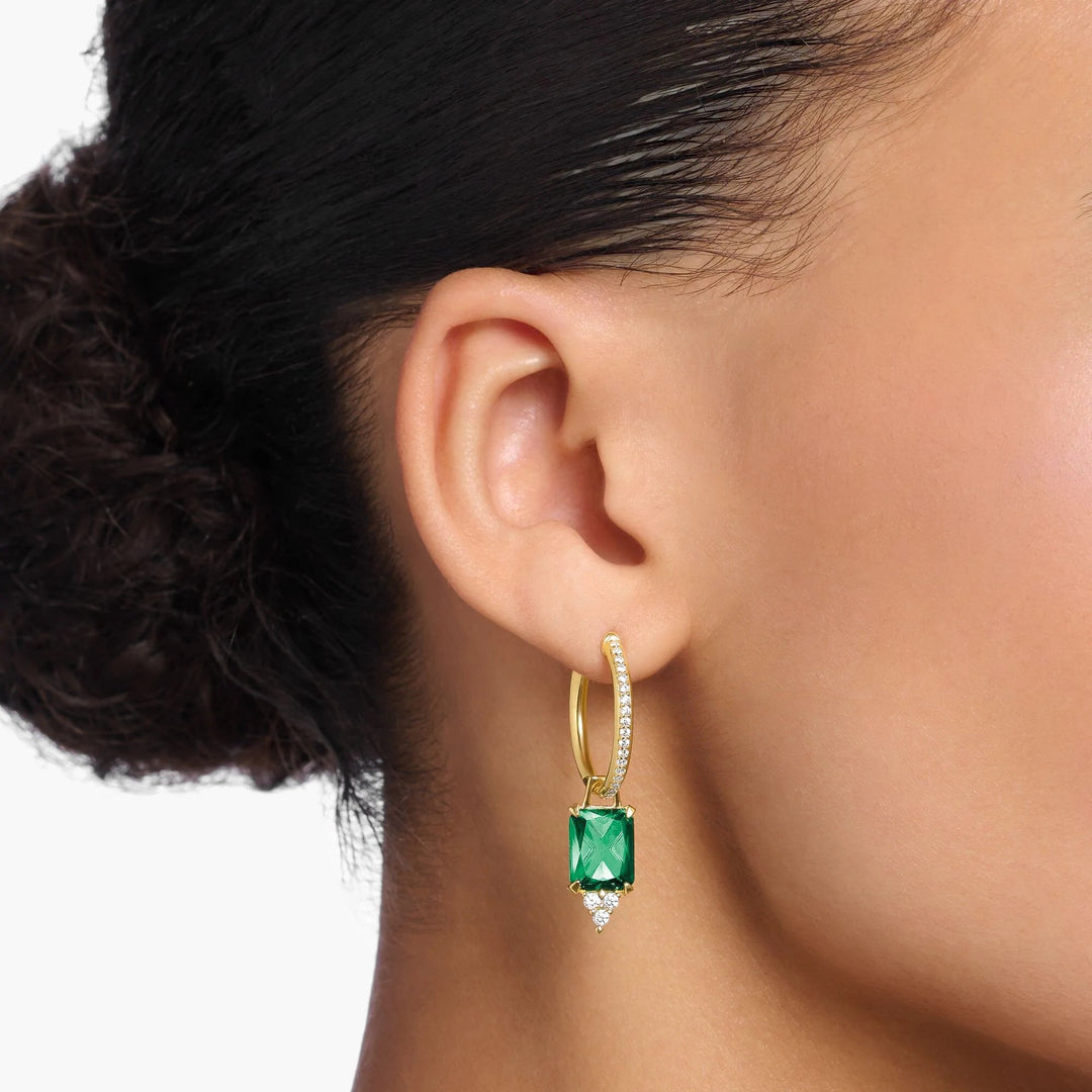 THOMAS SABO Heritage Green Stone Gold Hoop Earrings