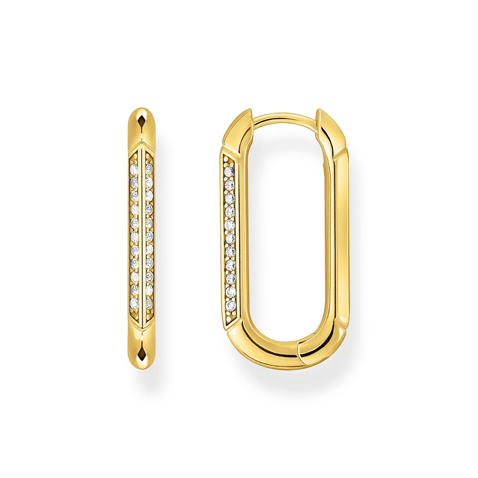 THOMAS SABO Golden Hoop Earrings with White Zirconia - B & S Lyncris Jewellers