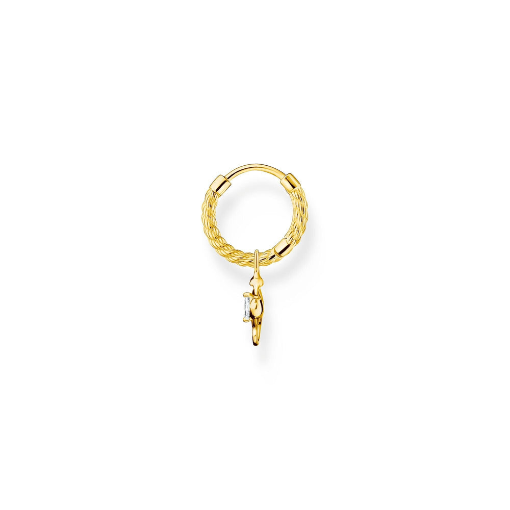 Thomas Sabo Single hoop earring with white stones and seahorse gold