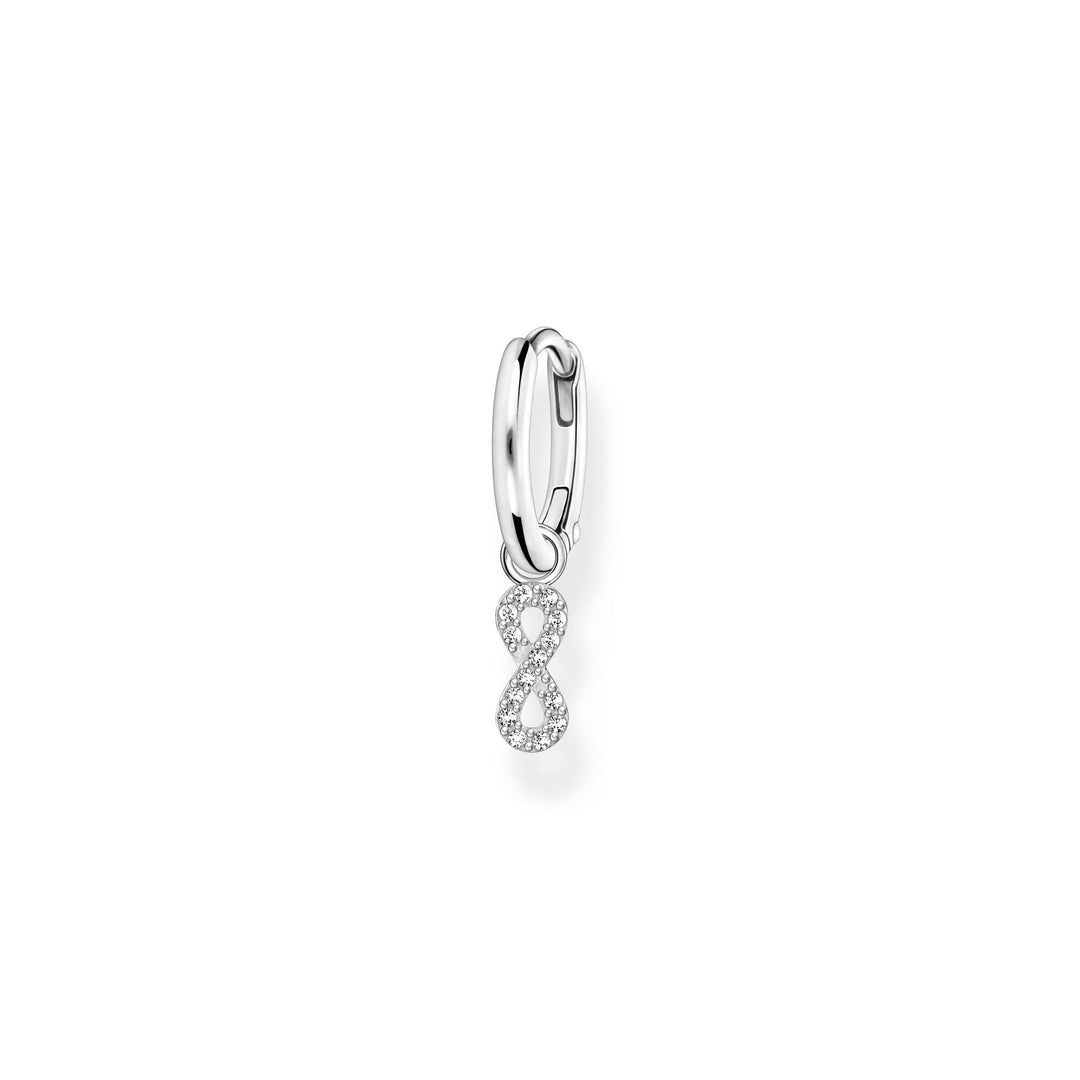 Single hoop earring with infinity pendant silver