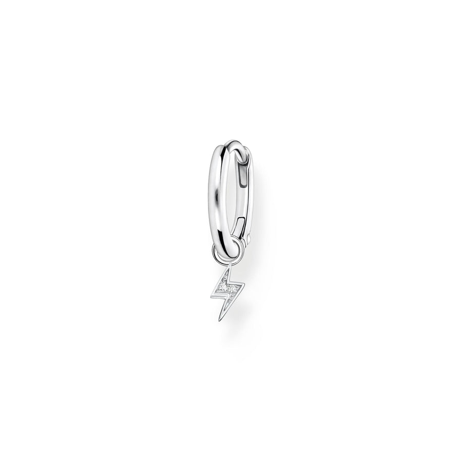Single hoop earring with flash pendant silver
