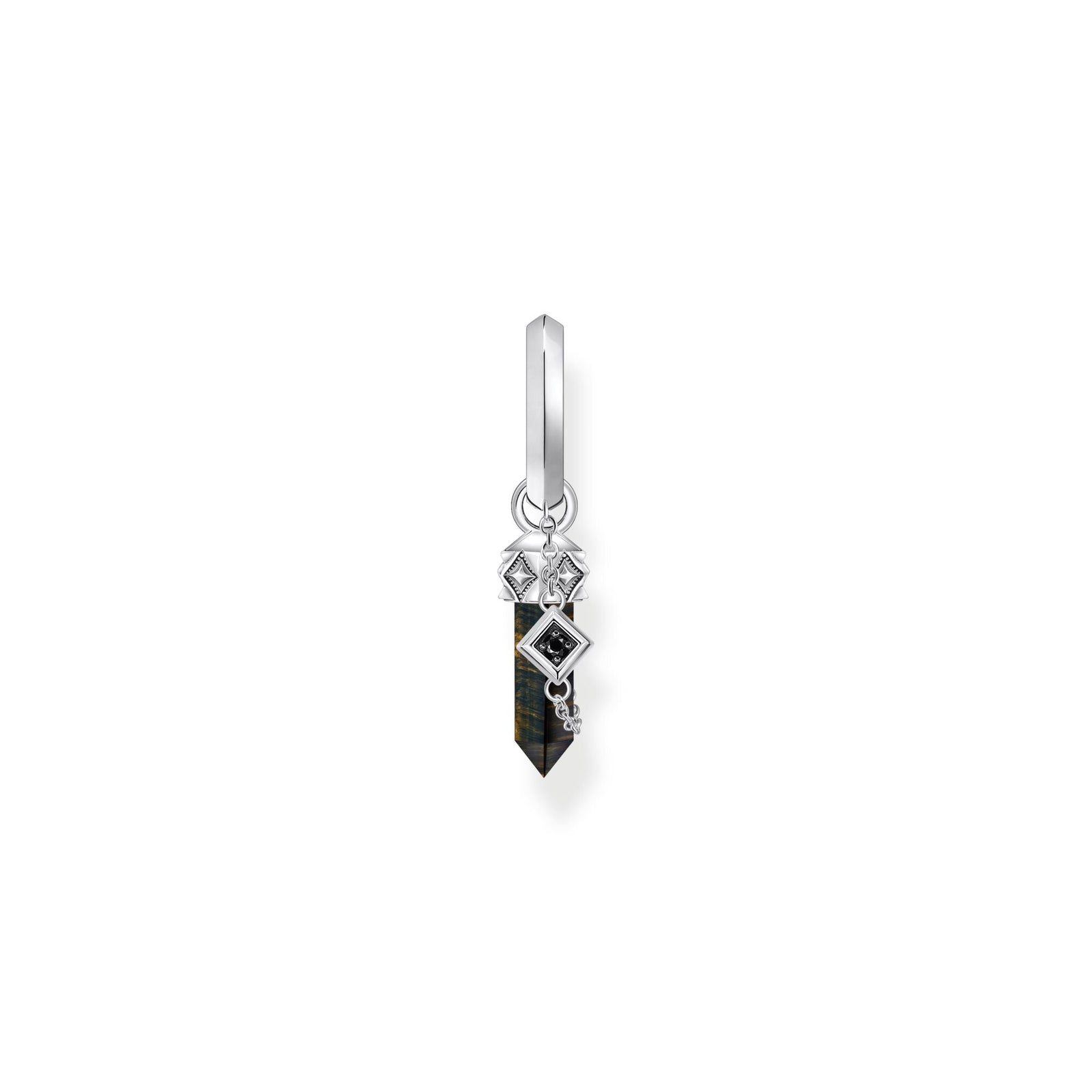 THOMAS SABO Crystal Single Hoop Earring with Golden Blue Tiger's Eye - B & S Lyncris Jewellers