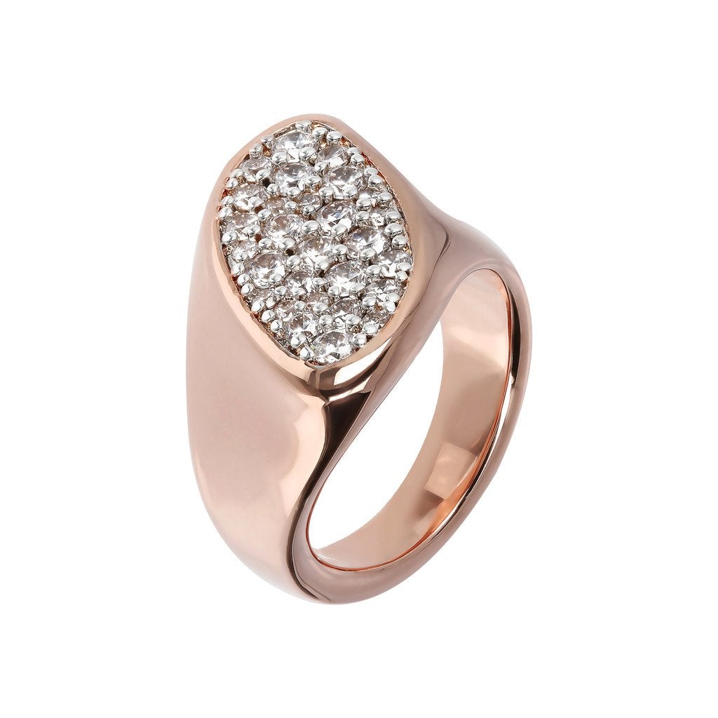 Bronzallure Diagonal Pav&eacute; Seal Ring