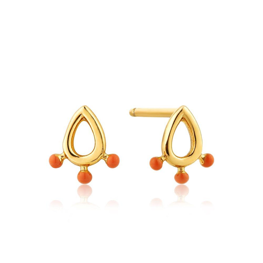 Ania Haie Dotted Raindrop Stud Earrings - Gold