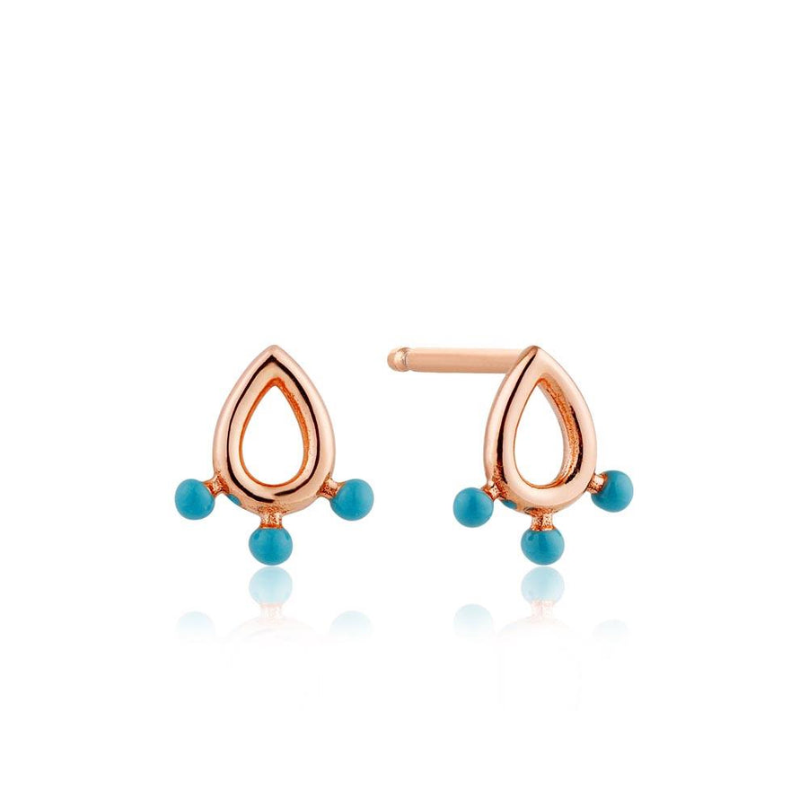 Ania Haie Dotted Raindrop Stud Earrings - Rose Gold