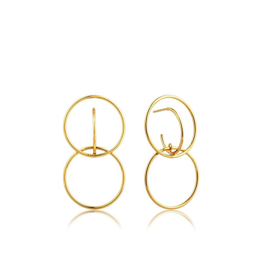 Ania Haie Double Circle Front Earrings - Gold
