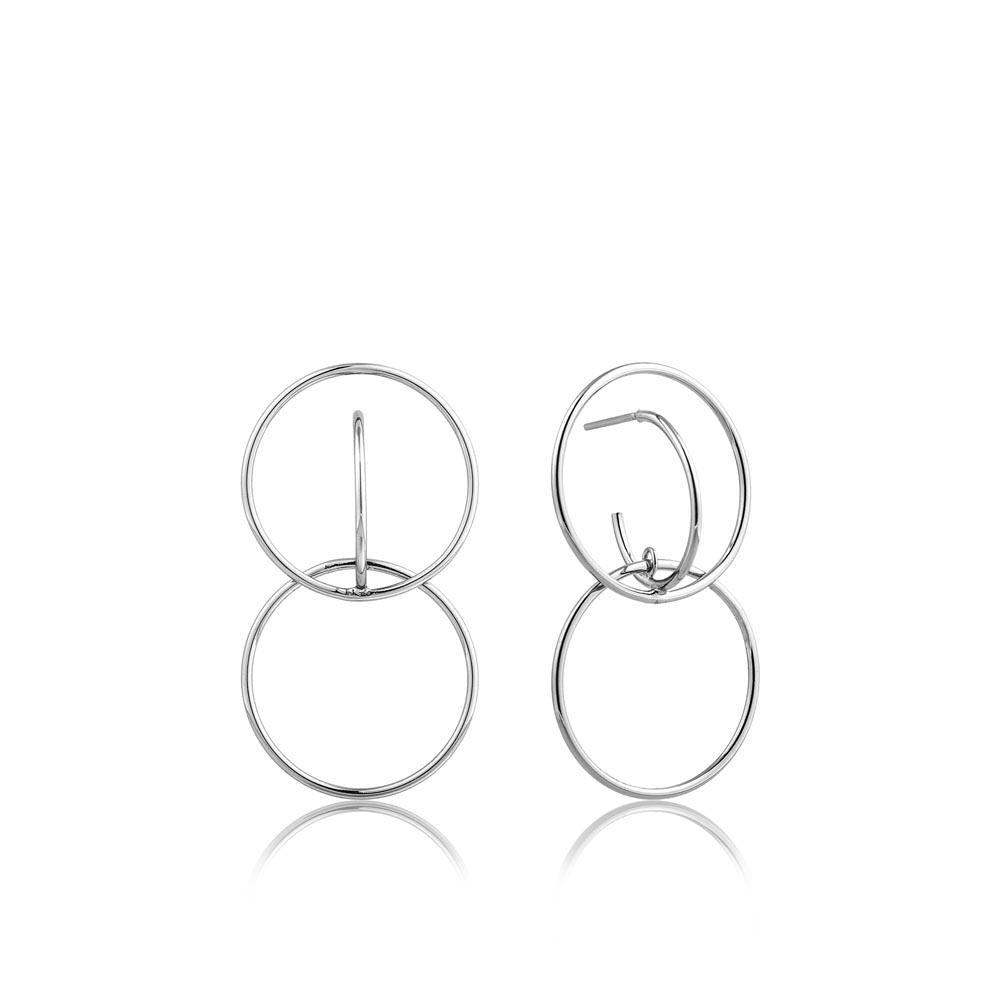 Ania Haie Double Circle Front Earrings - Silver