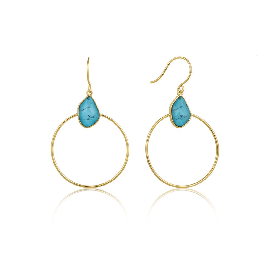 Ania Haie Turquoise Front Hoop Earrings - Gold