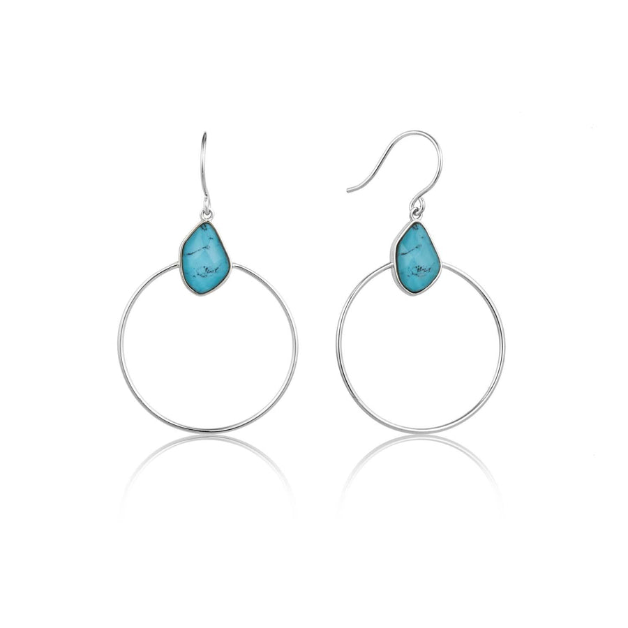 Ania Haie Turquoise Front Hoop Earrings - Silver