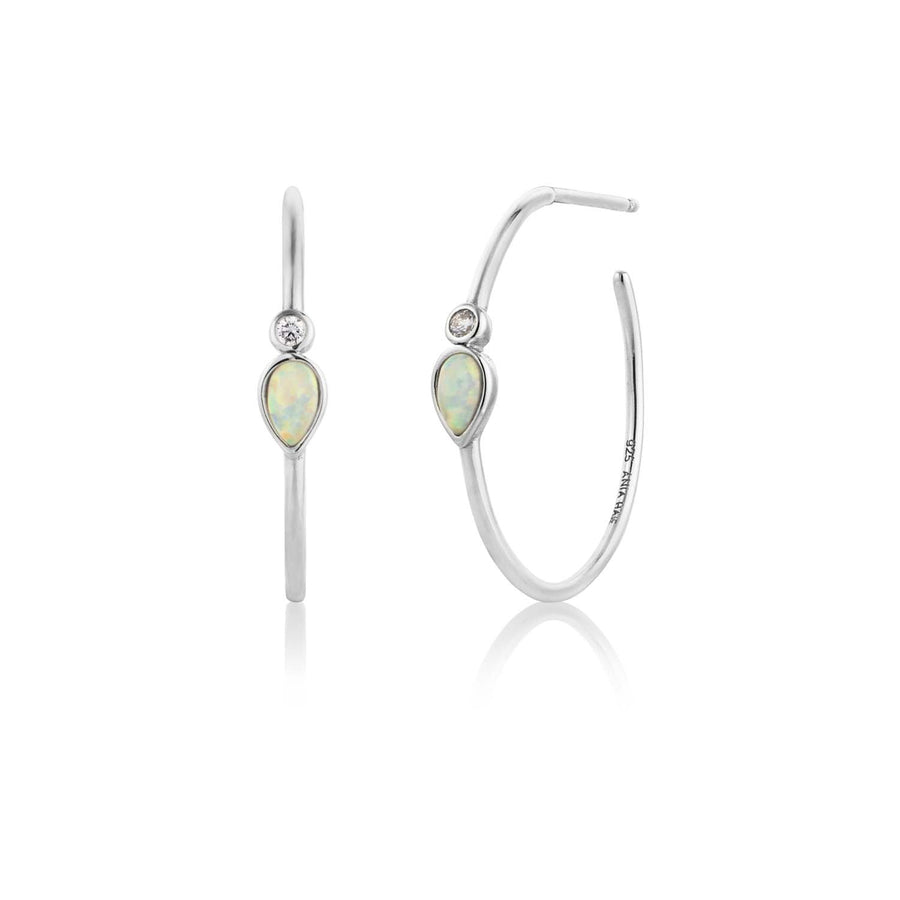 Ania Haie Opal Colour Raindrop Hoop Earrings - Silver