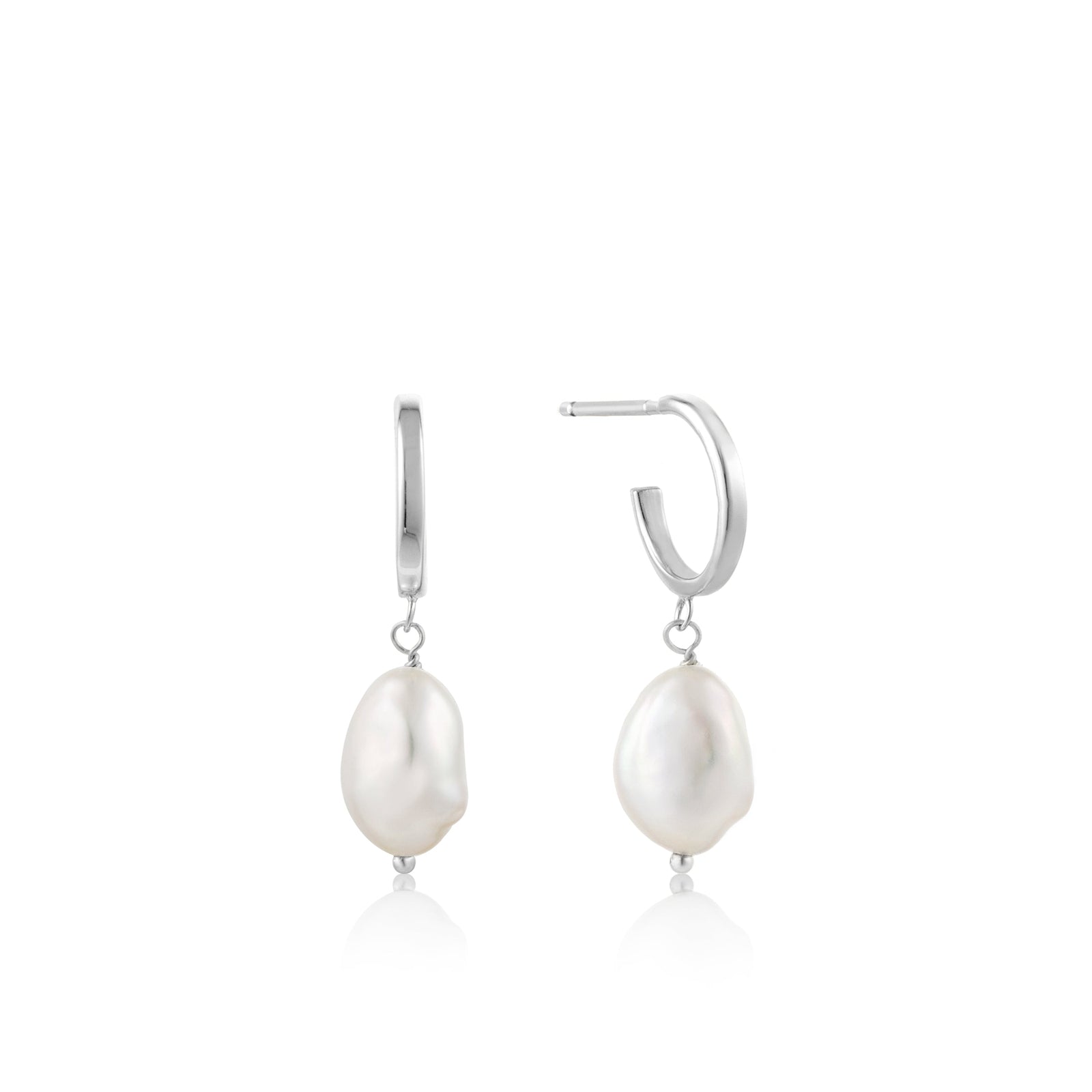 Ania Haie Pearl Mini Hoop Earrings Silver - B & S Lyncris Jewellers