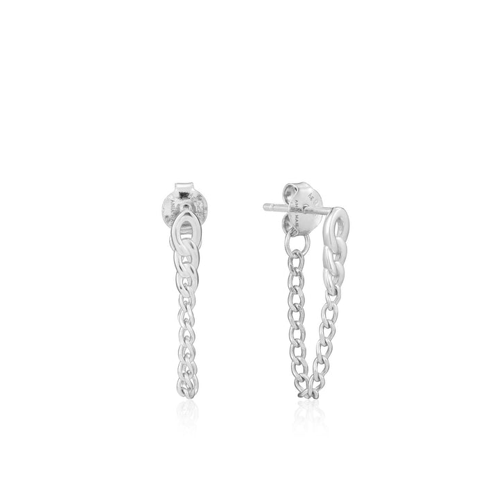 Ania Haie Curb Chain Stud Earrings - Silver