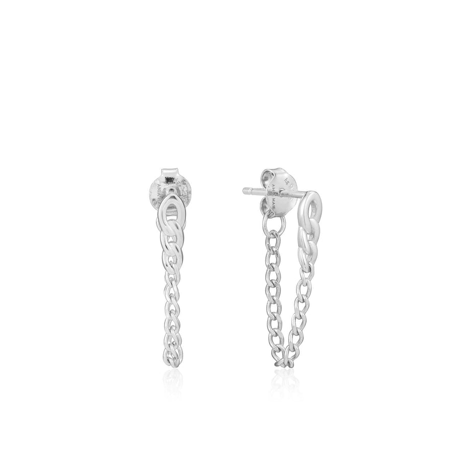 Ania Haie Curb Chain Stud Earrings - Silver