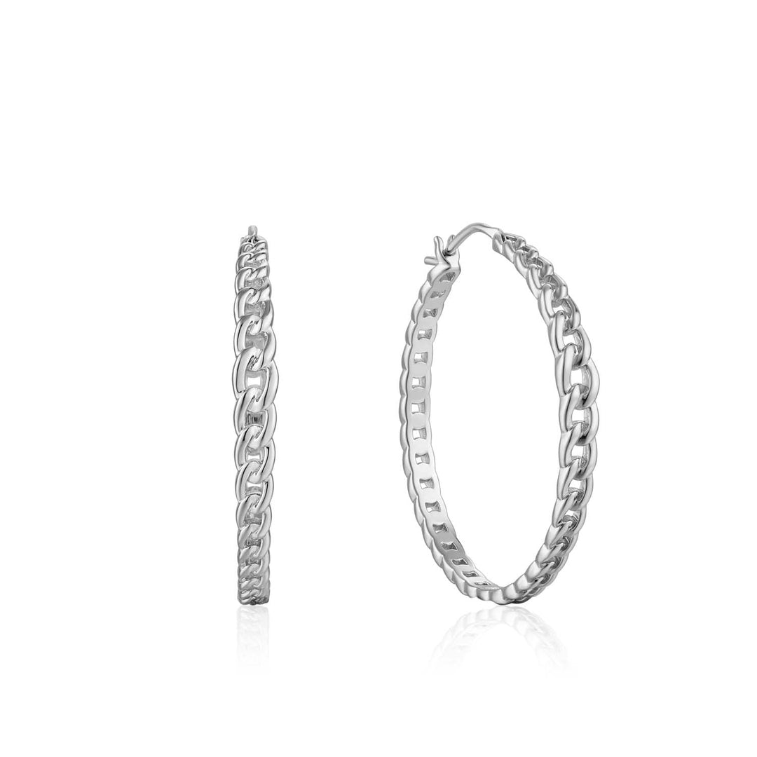 Ania Haie Curb Chain Hoop Earrings  - Silver