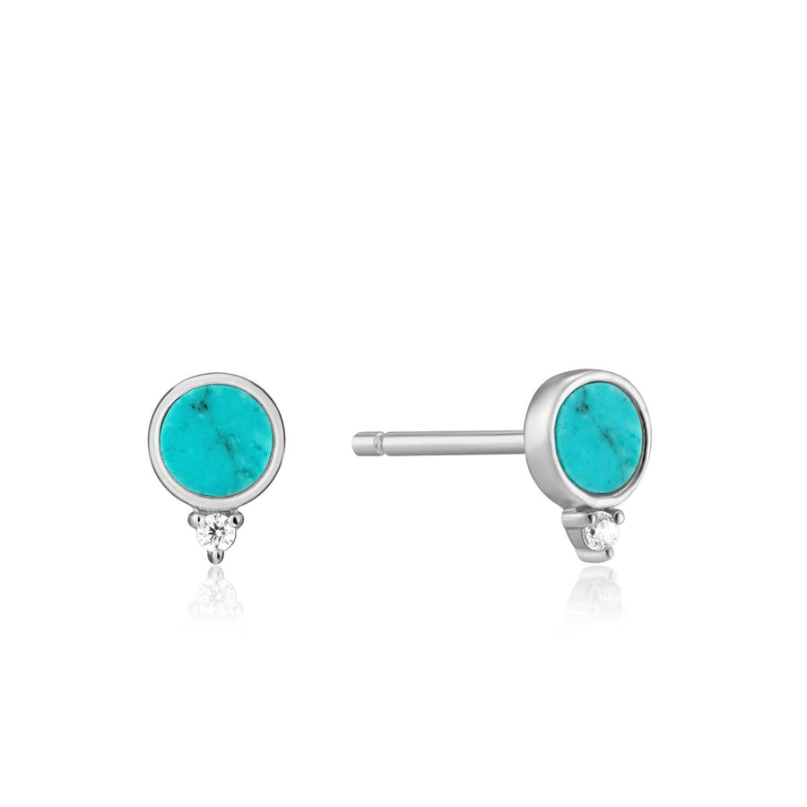 Ania Haie Turquoise Stud Earrings - Silver