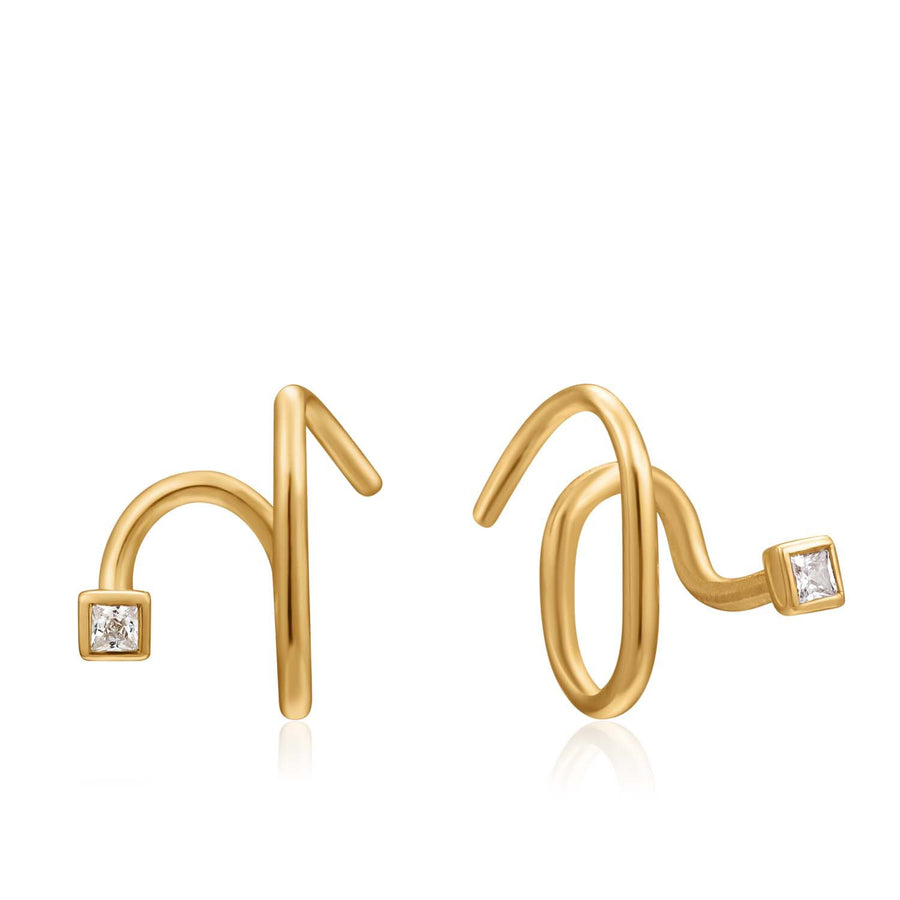 Ania Haie Twist Square Sparkle Earrings  - Gold