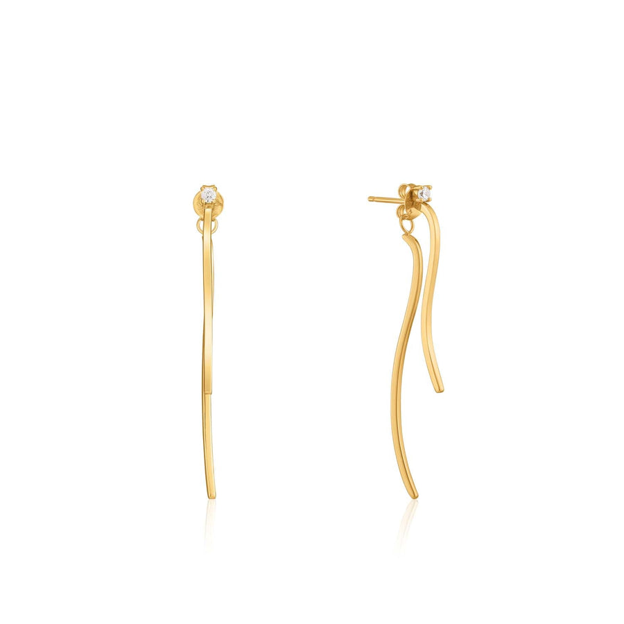 Ania Haie Curve Drop Bar Ear Jackets  - Gold