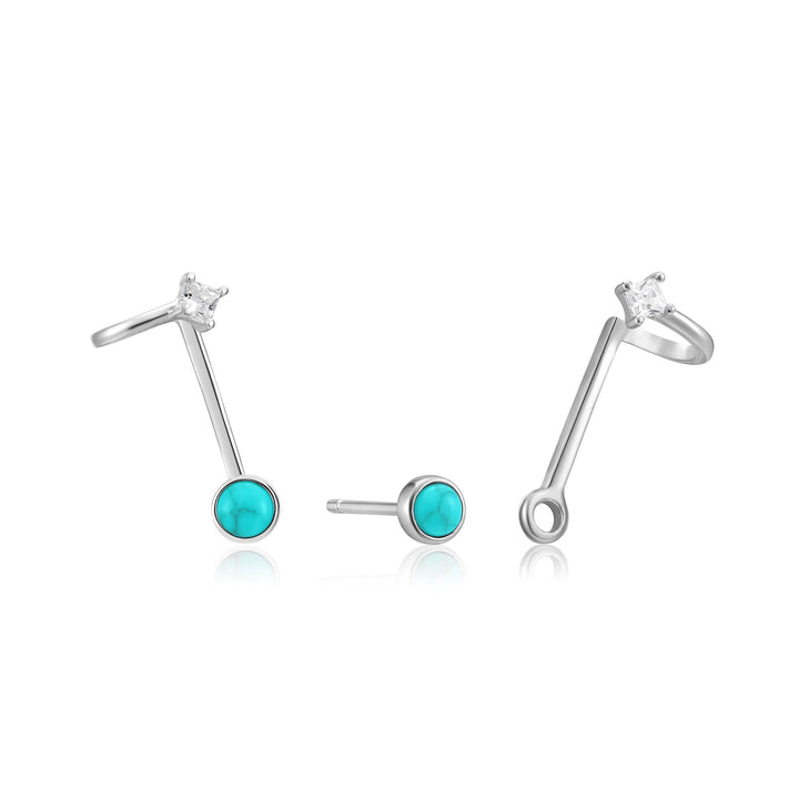 Ania Haie Silver Tidal Turquoise Double Stud Earrings | The Jewellery Boutique