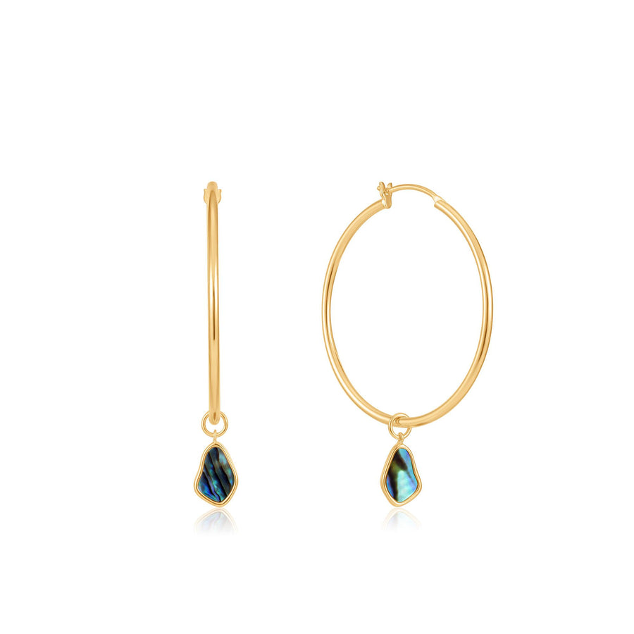 Ania Haie Gold Tidal Abalone Drop Hoop Earrings | The Jewellery Boutique