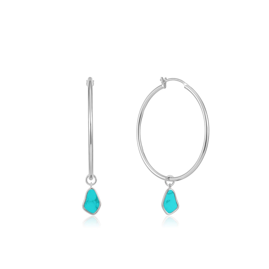 Ania Haie Silver Tidal Turquoise Drop Hoop Earrings | The Jewellery Boutique