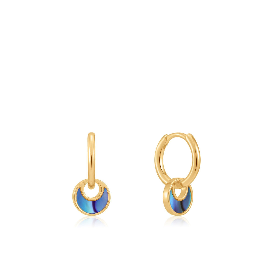 Ania Haie Gold Tidal Abalone Crescent Huggie Hoops | The Jewellery Boutique