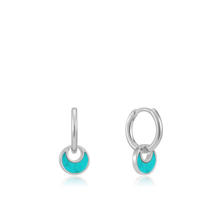 Ania Haie Silver Tidal Turquoise Crescent Huggie Hoops | The Jewellery Boutique