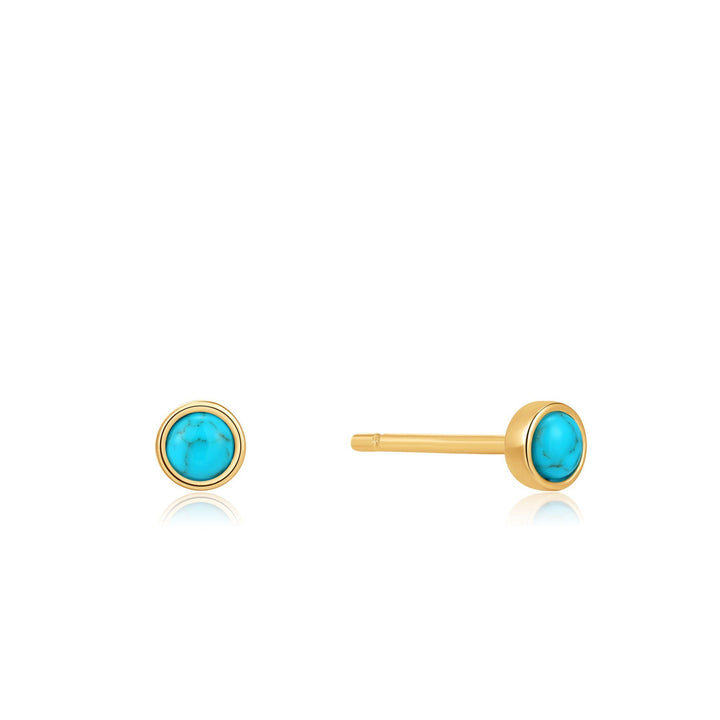 Ania Haie Gold Tidal Turquoise Cabochon Stud Earrings