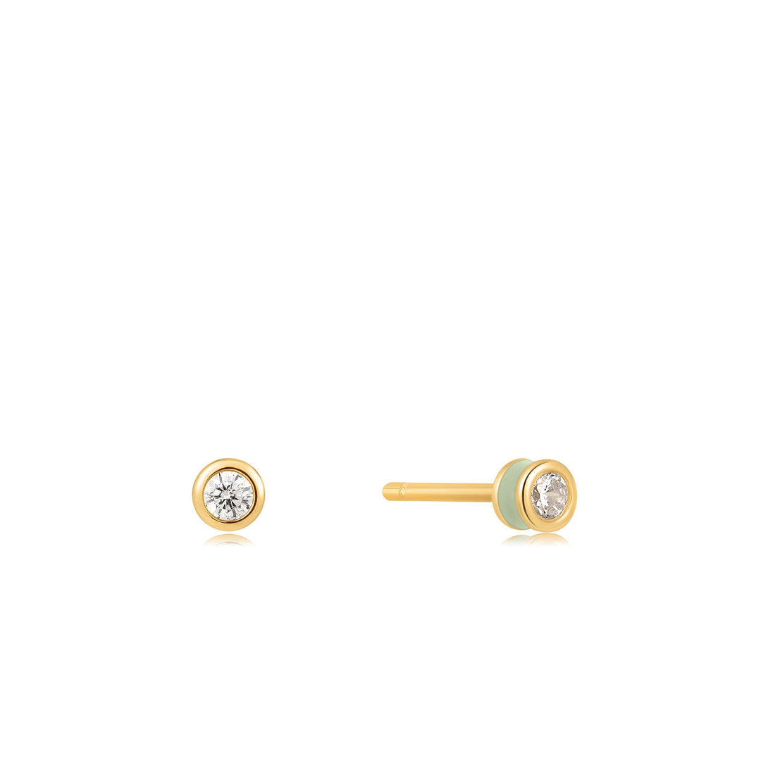 Ania Haie Sage Enamel Gold Stud Earrings