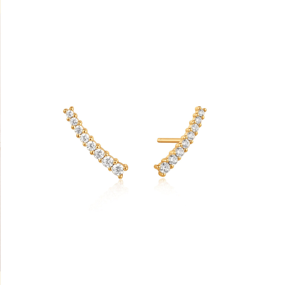 Gold Glam Crawler Stud Earrings