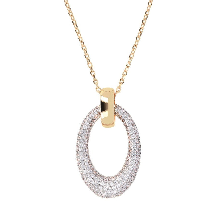Bronzallure Altissima Golden Oval PavÃ© Pendant Necklace| The Jewellery Boutique