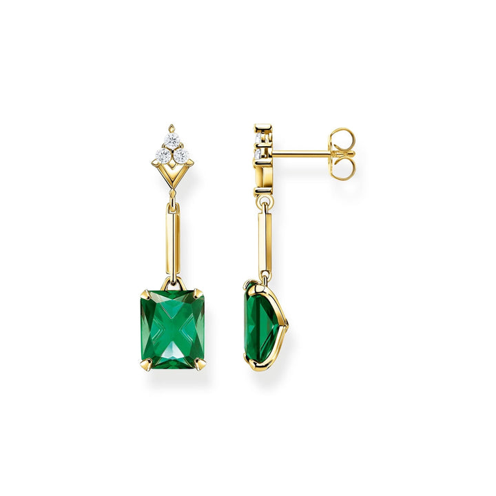 THOMAS SABO Heritage Green Stone Gold Drop Earrings