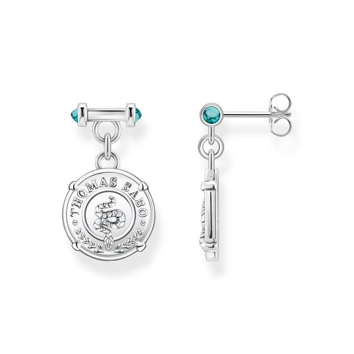 THOMAS SABO Silver And Turquoise Snake Coin Earrings