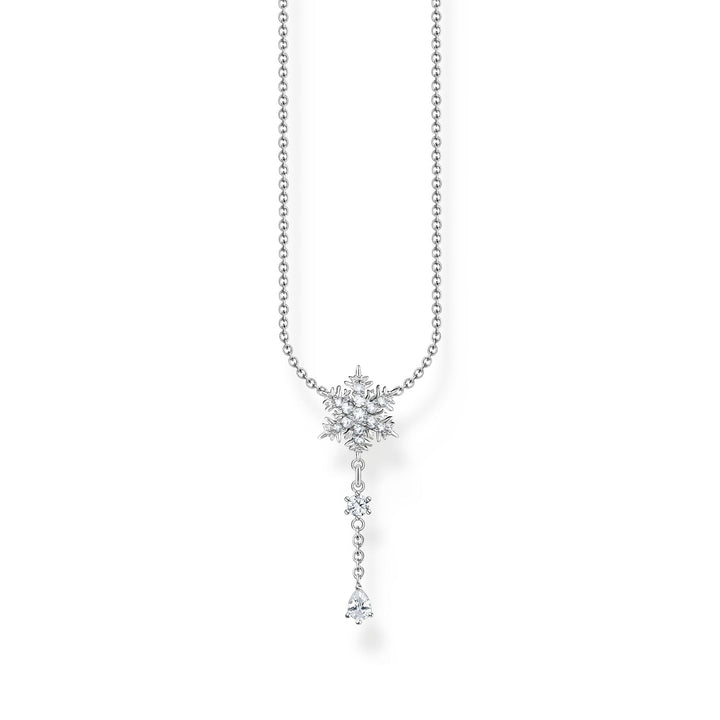 THOMAS SABO Necklace snowflake with white stones silver