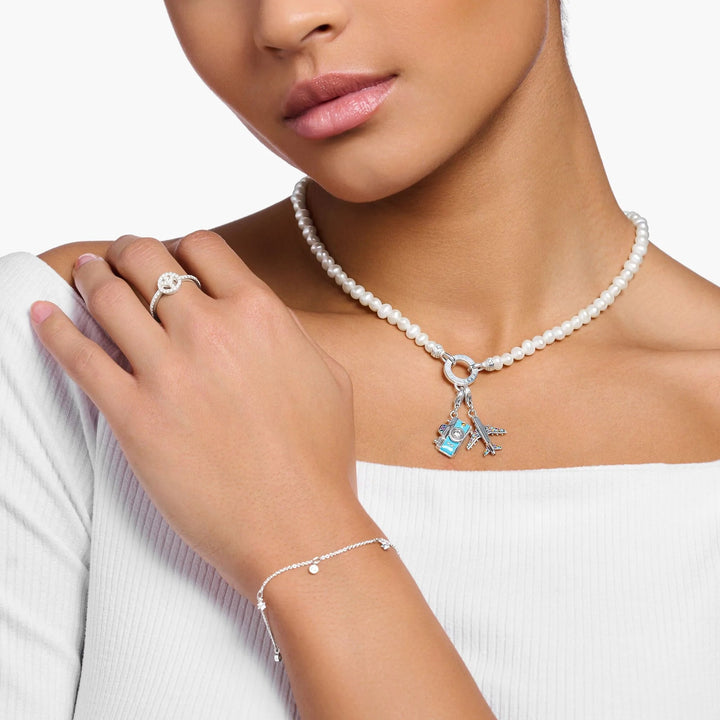 THOMAS SABO Silver Pearl Charm Necklace