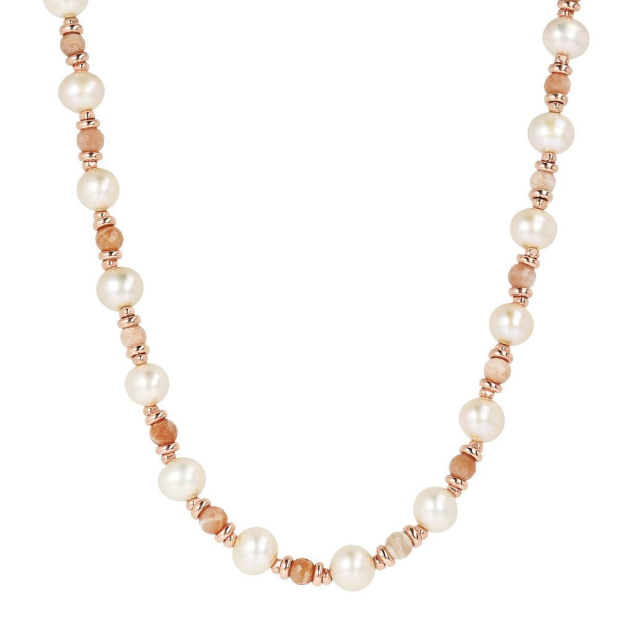 Bronzallure Moonstone And Pearls Necklace