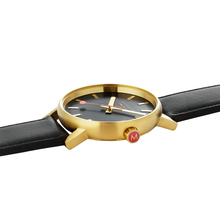 Mondaine Official evo2 40mm Golden Stainless Steel watch flat