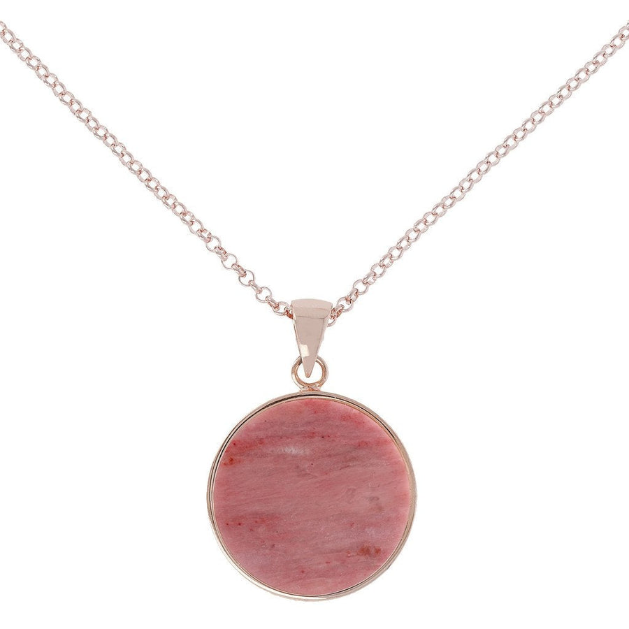 Bronzallure Red Fossil Wood  Disc Necklace