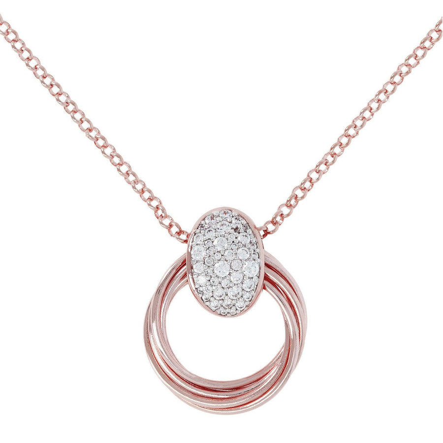 Bronzallure Multicircles Link Necklace With Pave