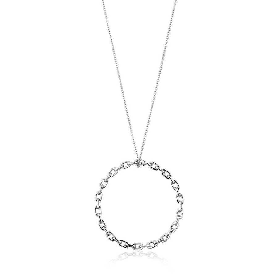Ania Haie Chain Circle Pendant Necklace - Silver