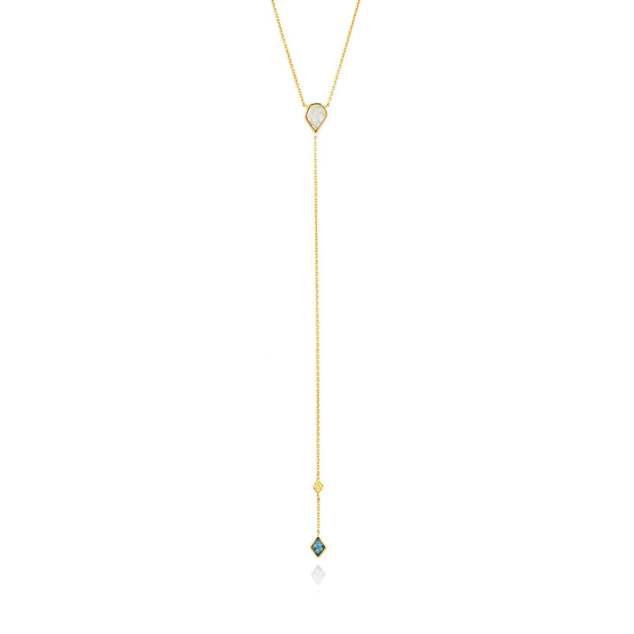 Ania Haie Turquoise And Opal Colour Y Necklace - Gold