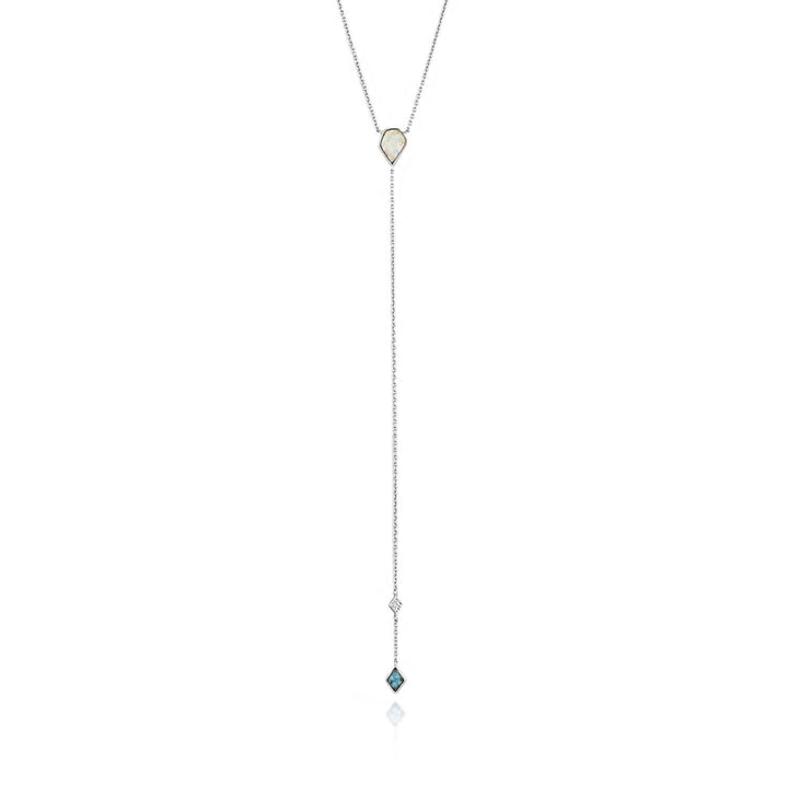 Ania Haie Turquoise And Opal Colour Y Necklace - Silver