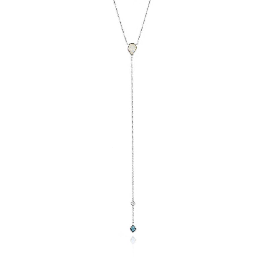 Ania Haie Turquoise And Opal Colour Y Necklace - Silver