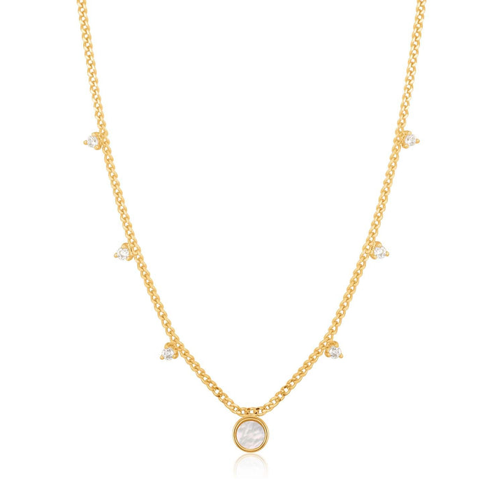 Ania Haie Mother Of Pearl Drop Disc Necklace - Gold
